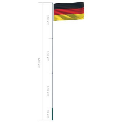 vidaXL Drapeau Allemagne et mât en aluminium 6 m