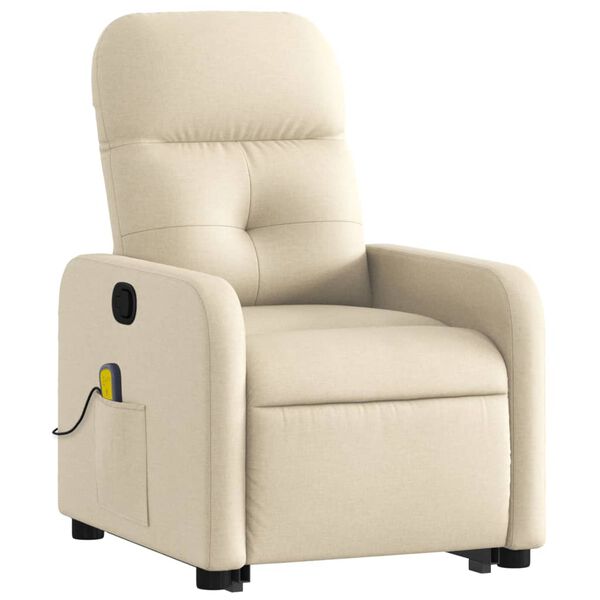 vidaXL Fauteuil inclinable de massage Cr&egrave;me Tissu