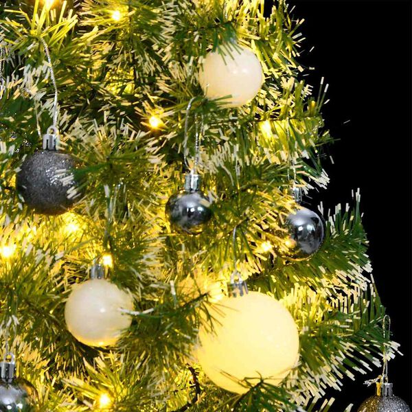 vidaXL Sapin de Noël artificiel 150 LED&boules&neige floquée 120 cm