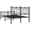 vidaXL Cadre de lit m&eacute;tal sans matelas avec pied de lit noir 120x190cm