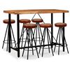 vidaXL Ensemble de bar 7 pcs Bois d'acacia Cuir v&eacute;ritable et toile