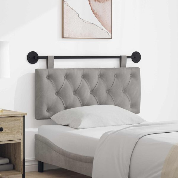 vidaXL T&ecirc;te de lit suspendue Gris clair 110 x 55 x 7 cm Velours