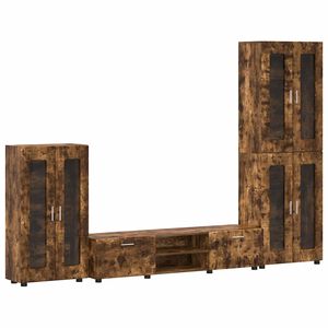 vidaXL Ensemble meuble TV FLORIN 3 pcs Ch&ecirc;ne fum&eacute; Bois d'ing&eacute;nierie