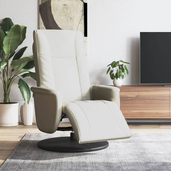 vidaXL Fauteuil inclinable avec repose-pieds cr&egrave;me similicuir