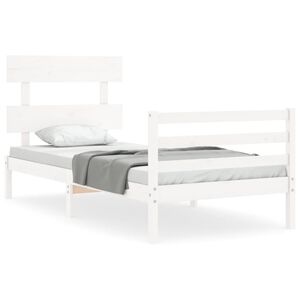 vidaXL Cadre de lit sans matelas blanc 100x200 cm bois massif