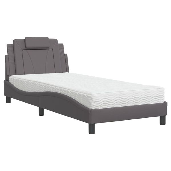 vidaXL Lit Viana avec matelas gris 80x200 cm similicuir