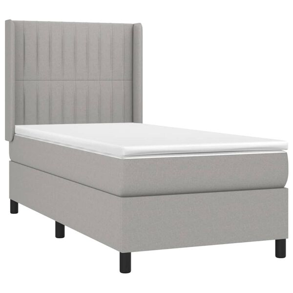 vidaXL Sommier &agrave; lattes de lit avec matelas Gris clair 80x200 cm Tissu