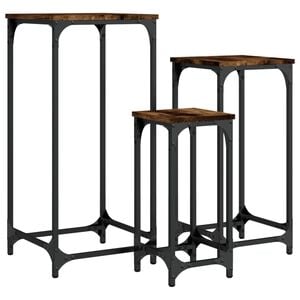 vidaXL Tables d&rsquo;appoint gigognes 3 pcs ch&ecirc;ne fum&eacute; bois d'ing&eacute;nierie
