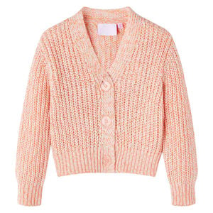 Cardigan pour enfants tricot&eacute; rose m&eacute;lang&eacute; 104