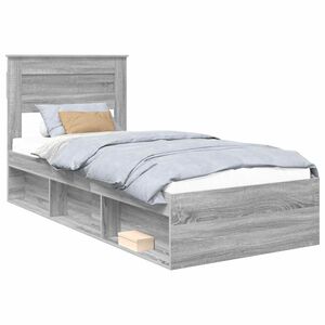 vidaXL Cadre de lit Gris Sonoma 90 x 200 cm Bois de pin massif