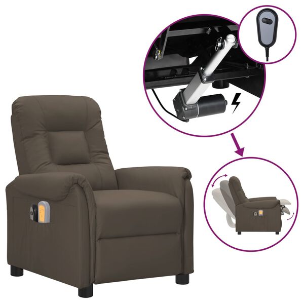 vidaXL Fauteuil de massage électrique Gris Similicuir