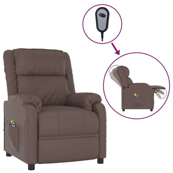 vidaXL Fauteuil de massage &eacute;lectrique Marron Similicuir
