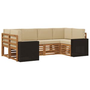 vidaXL Ensemble de canap&eacute; d'angle 6 pcs Naturel et Beige Polyester