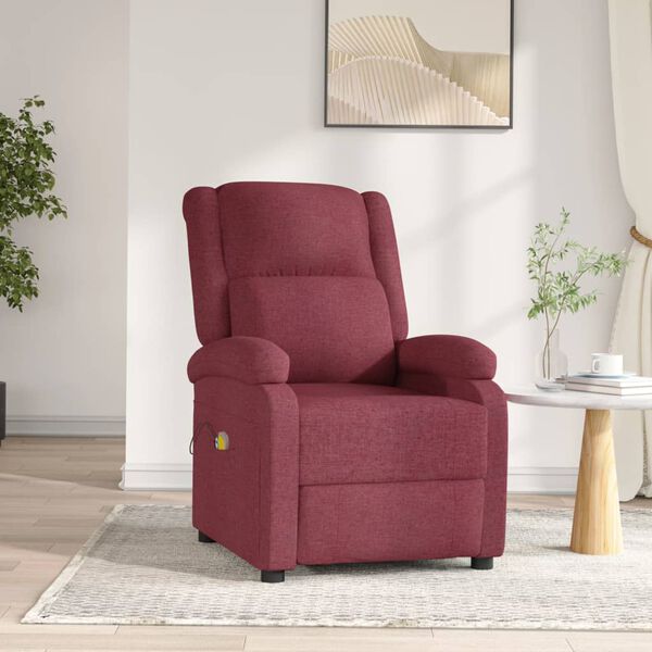 vidaXL Fauteuil &eacute;lectrique de massage Bordeaux Tissu
