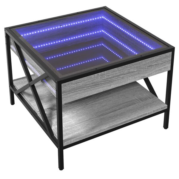 vidaXL Table basse avec LED Infinity sonoma gris 50x50x38 cm