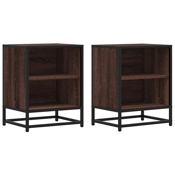 vidaXL Tables de chevet 2 pcs chêne marron bois d'ingénierie et métal