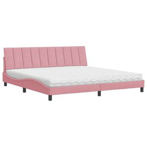 vidaXL Lit avec matelas Hanko rose 200x200 cm velours