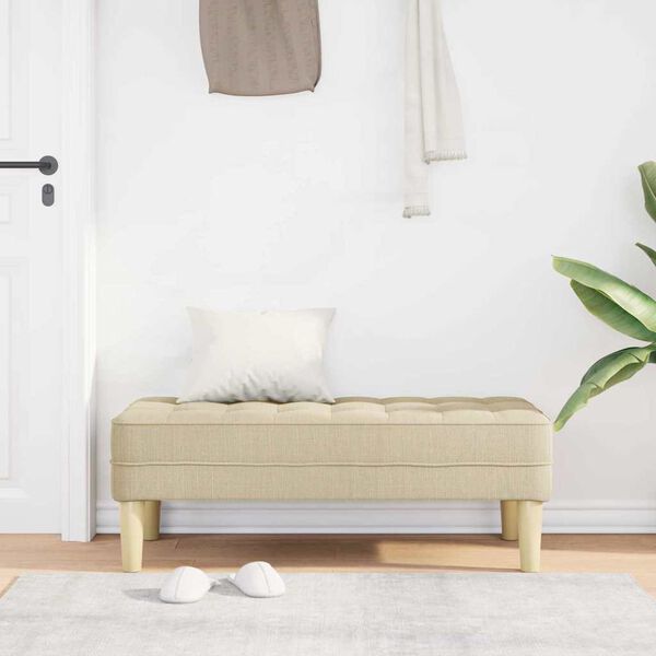vidaXL banc avec coussin Cr&egrave;me 113 x 57 x 39 cm tissu