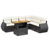 vidaXL Salon de jardin 7 pcs avec coussins noir r&eacute;sine tress&eacute;e