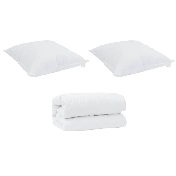 vidaXL Couette avec Oreillers avec oreiller 3 pcs Blanc Microfibre