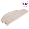 vidaXL Tapis d'escalier 30 pi&egrave;ces 65 x 24 x 4 cm Taupe Demi-rond Grand