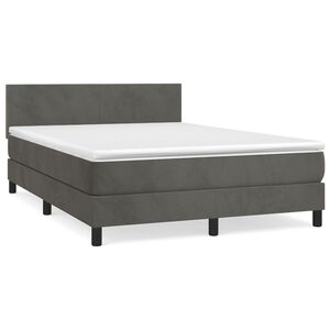 vidaXL Sommier &agrave; lattes de lit et matelas Gris fonc&eacute; 140x190cm Velours