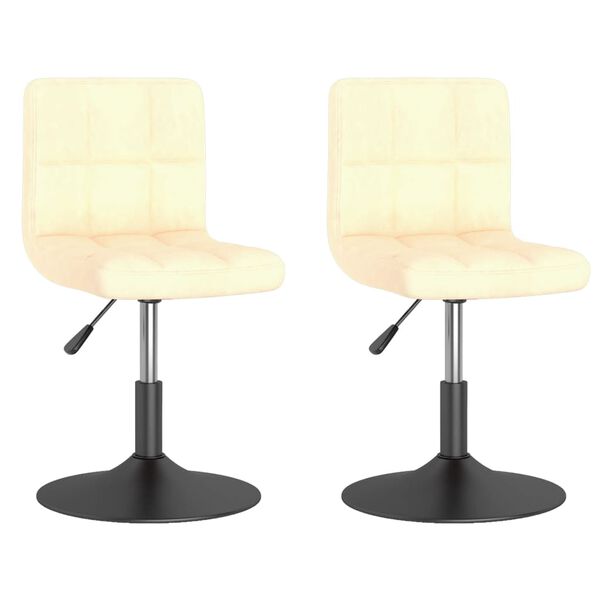 vidaXL Chaises pivotantes &agrave; manger lot de 2 cr&egrave;me velours