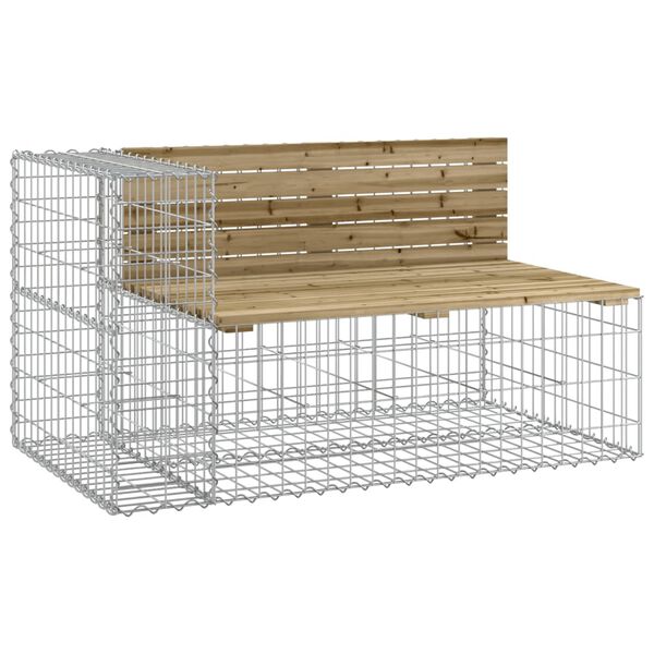 vidaXL Banc de jardin design gabion 122x71x65,5cm bois de pin impr&eacute;gn&eacute;