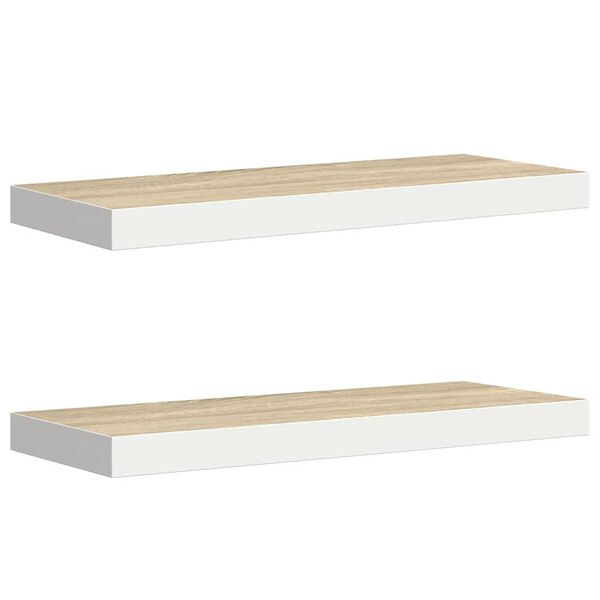 vidaXL &Eacute;tag&egrave;res flottantes 2 pcs ch&ecirc;ne et blanc 60x23,5x3,8 cm MDF