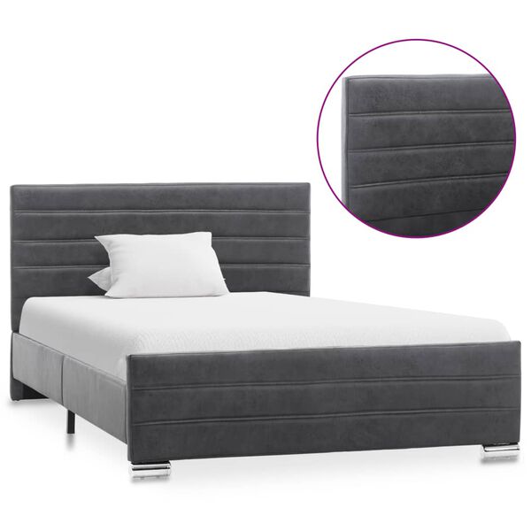 vidaXL Cadre de lit Gris Similicuir daim 120 x 200 cm