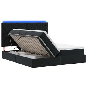 vidaXL Lit de rangement LED avec matelas Noir 200 x 200 cm Velours
