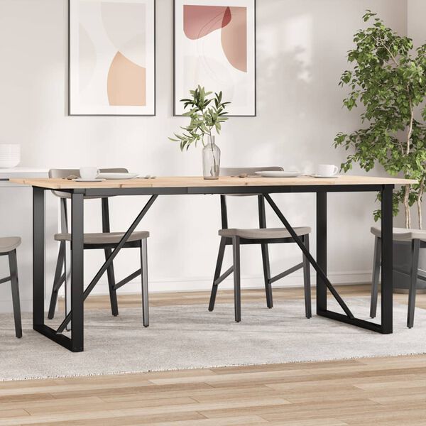 vidaXL Table &agrave; manger cadre en O 180x90x75 cm bois de pin massif acier