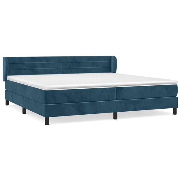 vidaXL Sommier &agrave; lattes de lit et matelas Bleu fonc&eacute; 200x200cm Velours