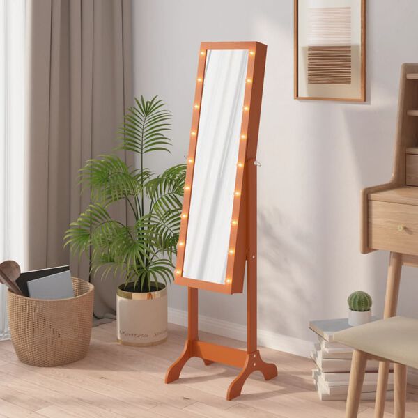 vidaXL Miroir sur pied blanc avec LED 34x37x146 cm