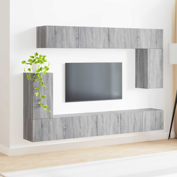 vidaXL Ensemble meuble TV 5 pcs Gris Sonoma Bois d'ing&eacute;nierie
