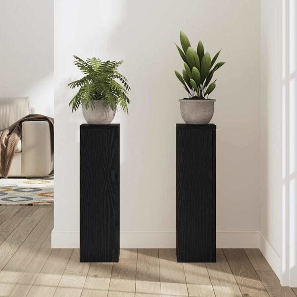 vidaXL Support de Plante 2 pcs Ch&ecirc;ne noir 17 x 17 x 60 cm