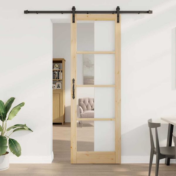 vidaXL Porte coulissante ORKDAL Naturel et Noir 78 x 232 cm