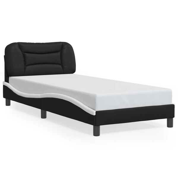 vidaXL Cadre de lit sans matelas Hvar noir et blanc 80x200 cm similicuir