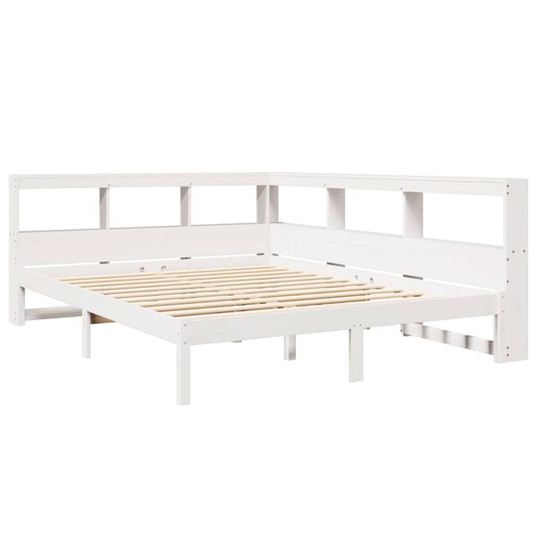 vidaXL Lit biblioth&egrave;que sans matelas blanc 140x190 cm bois pin massif