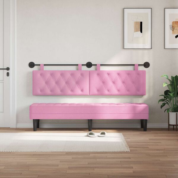 vidaXL T&ecirc;te de lit suspendue Montage mural Rose 190 x 55 x 7 cm tissu