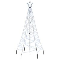 vidaXL Sapin de Noël avec piquet Blanc froid 200 LED 180 cm