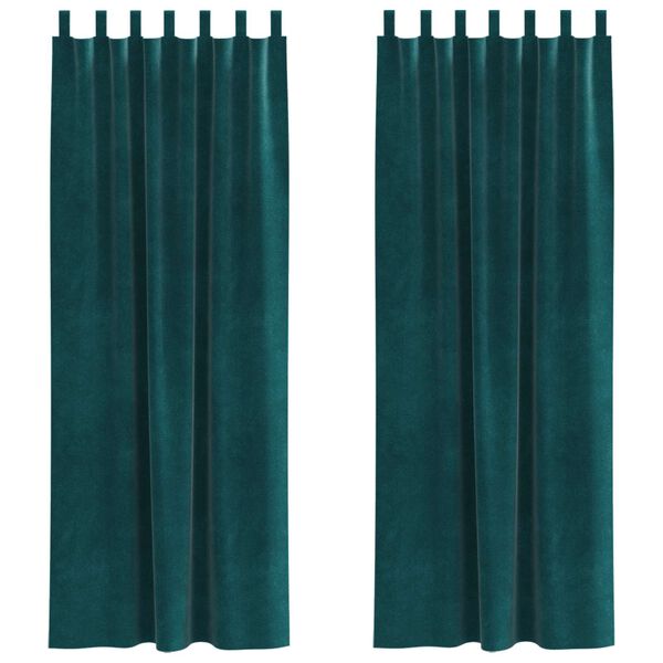 vidaXL Rideaux occultants 2 pcs Vert fonc&eacute; 140 x 245 cm Velours