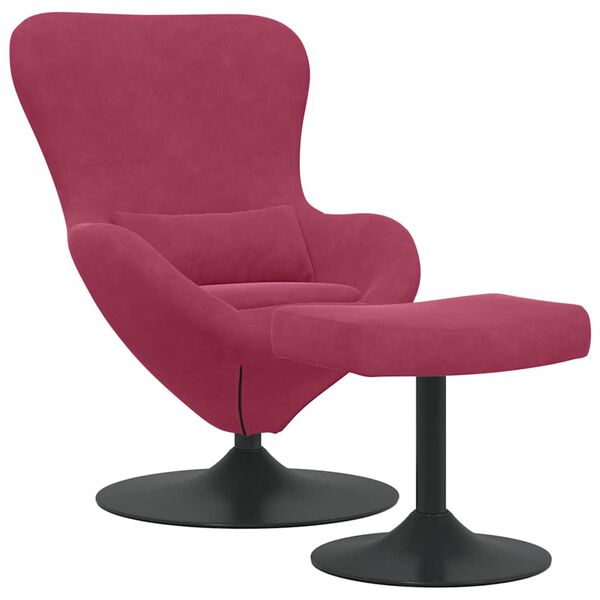vidaXL Chaise &OElig;uf avec Pouf Bordeaux Velours
