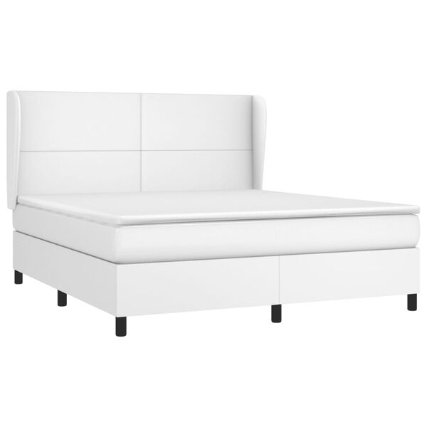 vidaXL Sommier &agrave; lattes de lit avec matelas Blanc 160x200cm Similicuir