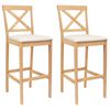 vidaXL Tabouret de bar 2 pcs Naturel et Beige
