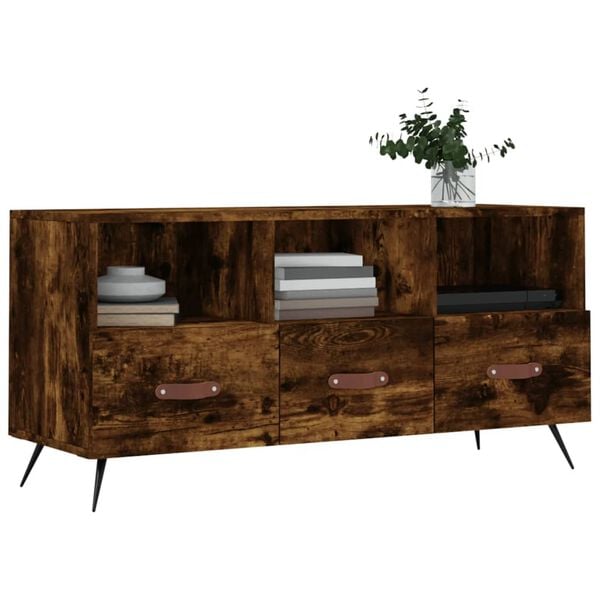 vidaXL Meuble TV ch&ecirc;ne fum&eacute; 102x36x50 cm bois d'ing&eacute;nierie