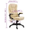 vidaXL Chaise de bureau de massage Cr&egrave;me Similicuir