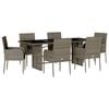 vidaXL Ensemble &agrave; manger de jardin et coussins 7 pcs gris rotin