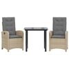 vidaXL Ensemble &agrave; manger de jardin et coussins 3 pcs m&eacute;lange beige