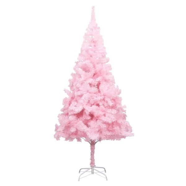 vidaXL Arbre de Noël artificiel pré-éclairé et boules rose 210 cm PVC